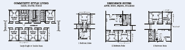 カリフォルニア州立大学フレズノ校/学生寮間取り図 （例）